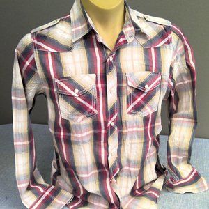 Vintage Supply Company Western Pearl Snap Shirt Check Large